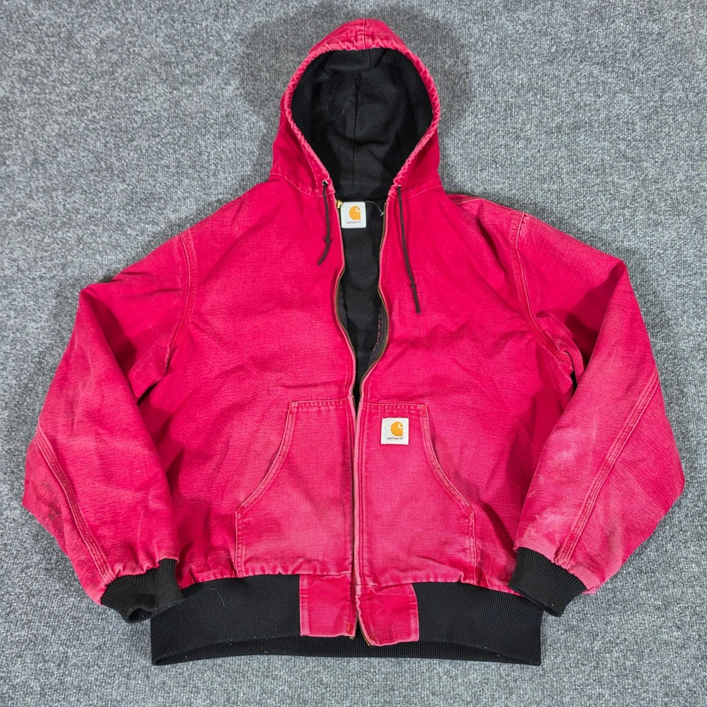 Carhartt Mens J131 Thermal Lined Duck Active Jacket Red Reg Large ZIPPER FLAW